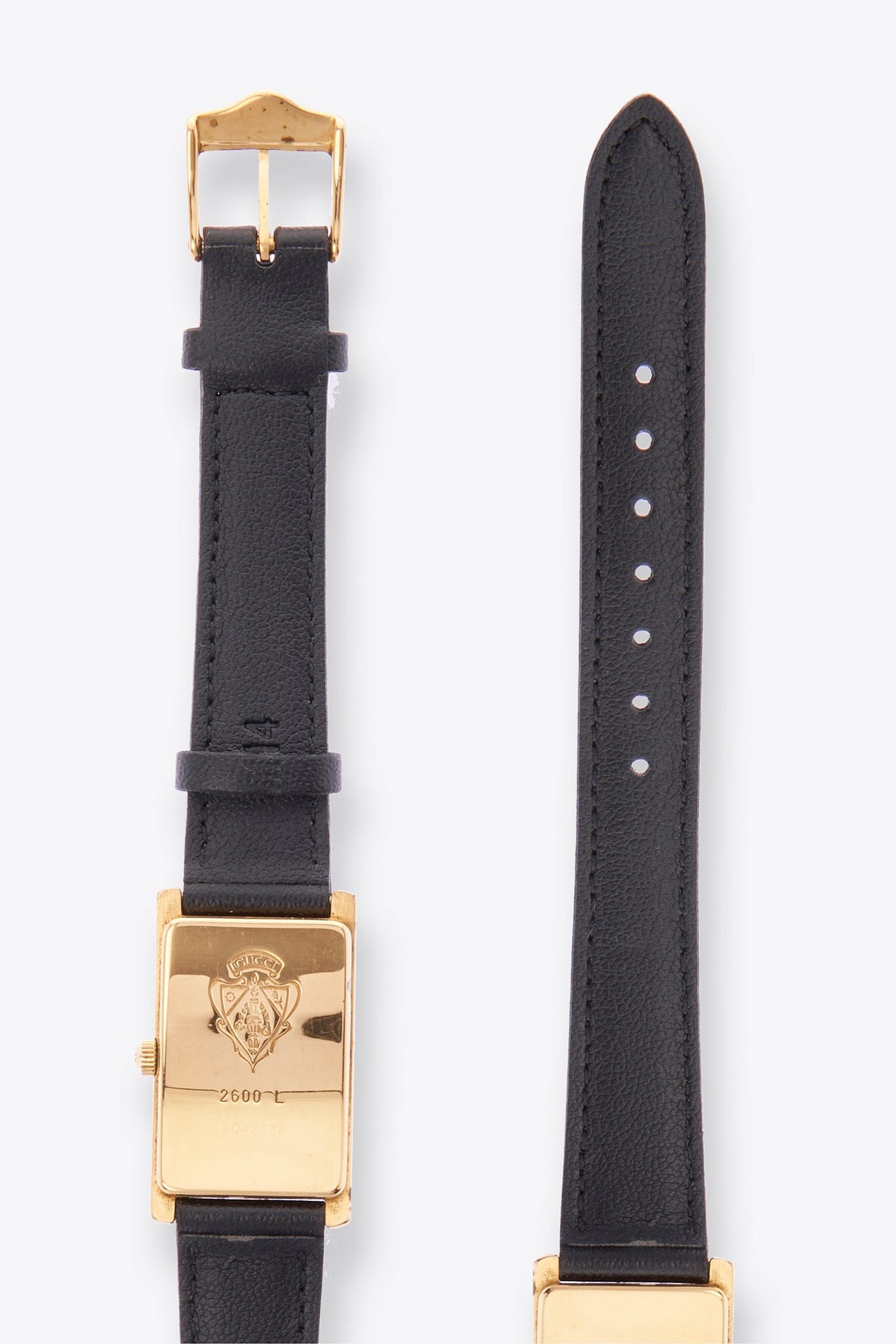 Vintage Gucci Gold Plated Watch with a Black Leather Strap