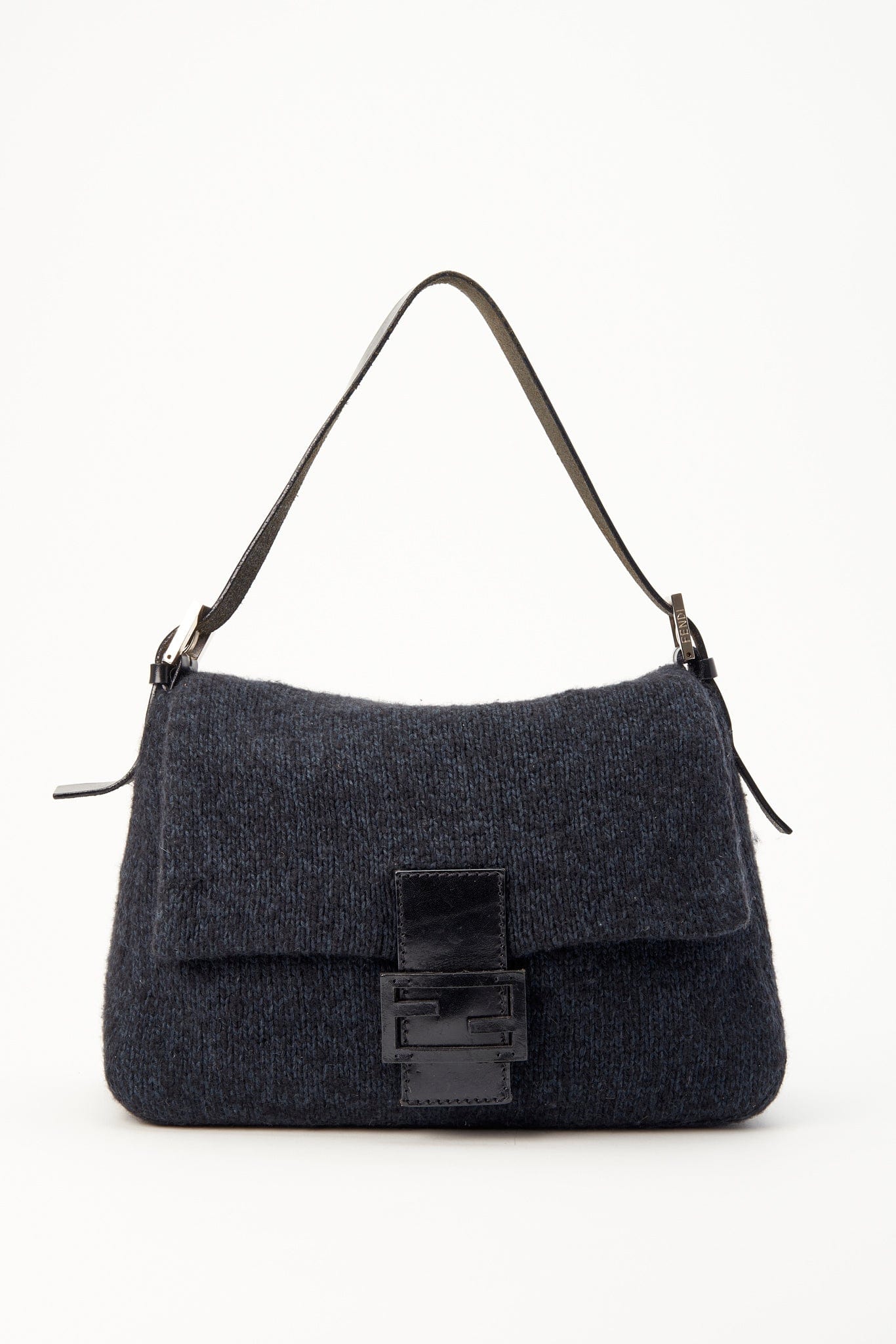 Fendi Mamma Baguette in Knitted Black Cashmere