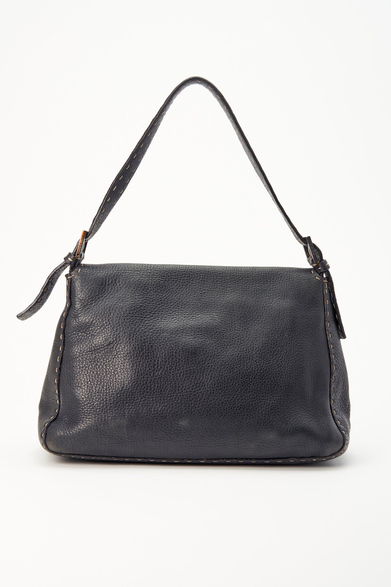 Vintage Fendi Mamma Baguette - Black Textured Leather