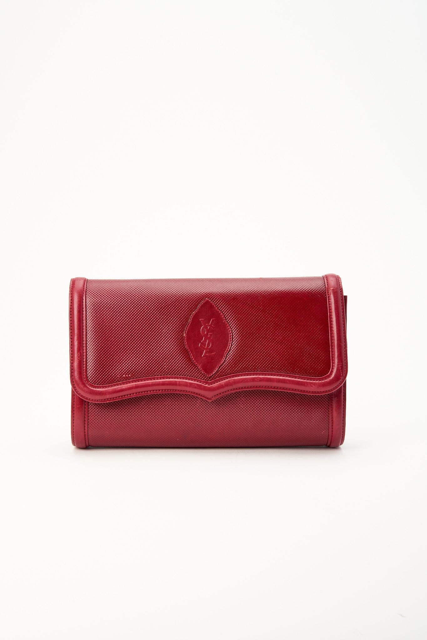 Vintage YSL Burgundy Leather Clutch Bag