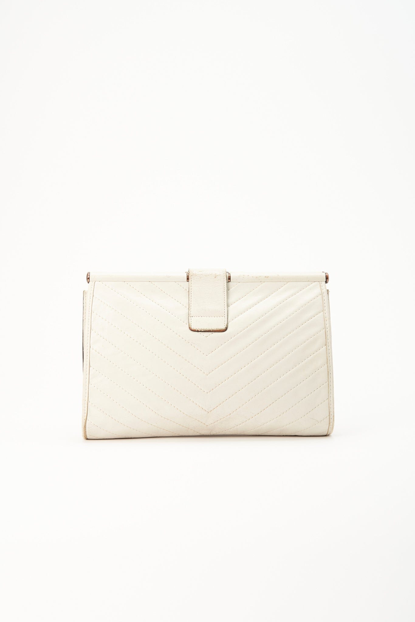 Vintage YSL White Leather Clutch Bag