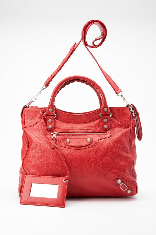 Balenciaga Red Leather City Bag
