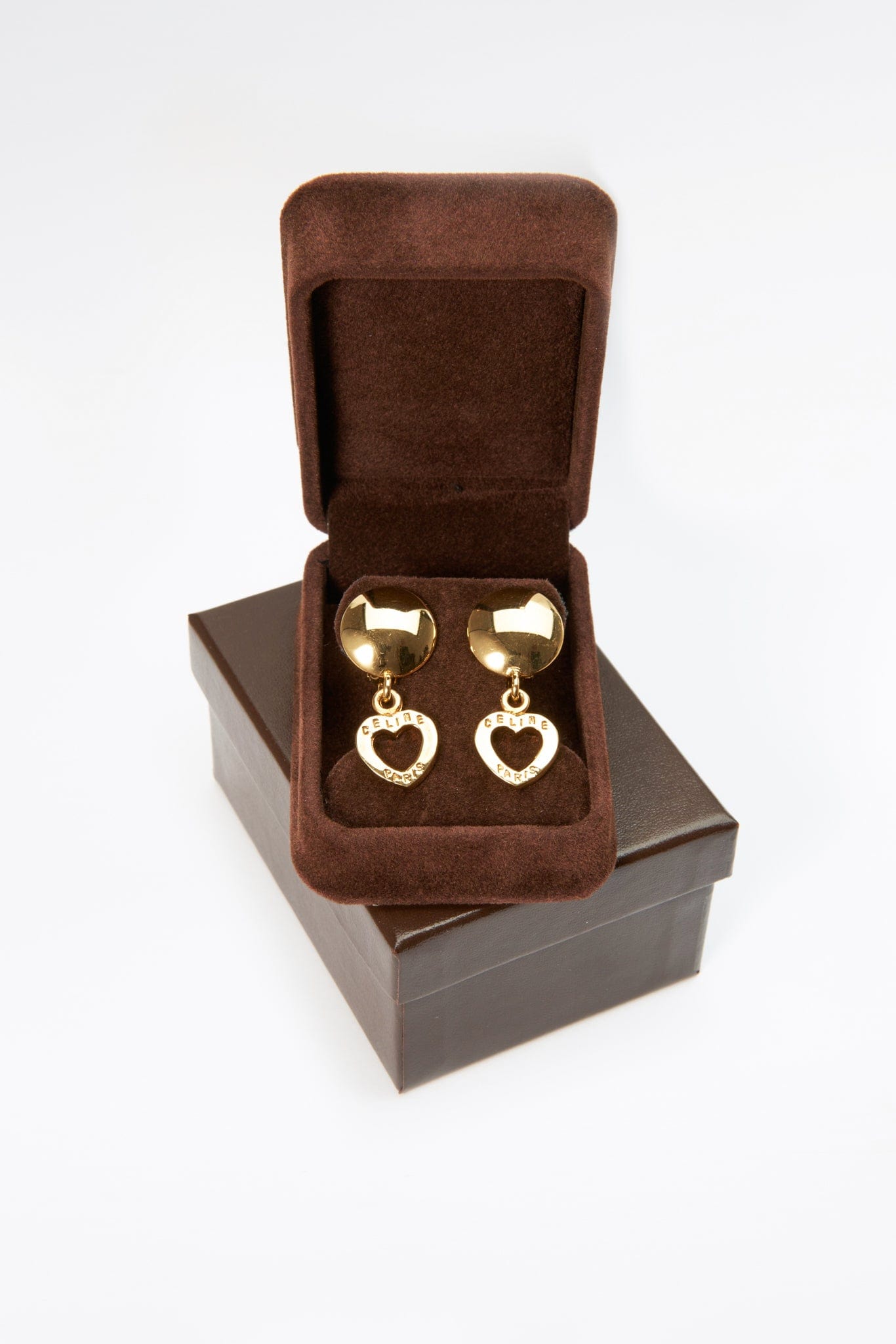 Vintage Gold Celine Heart Drop Earrings