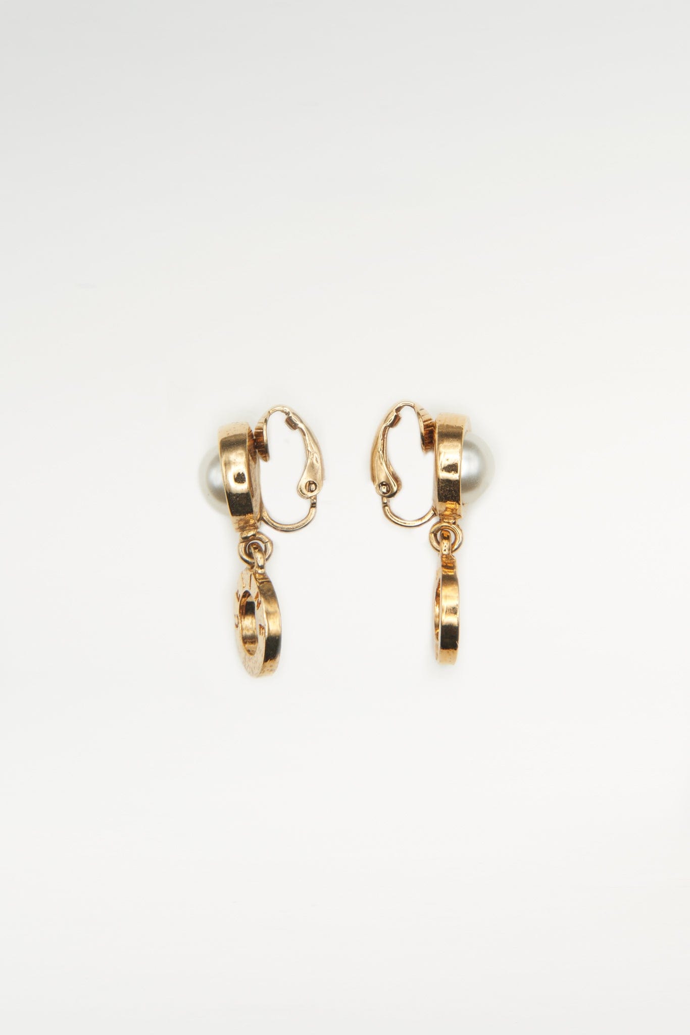 Vintage Gold Celine faux Pearl Earrings