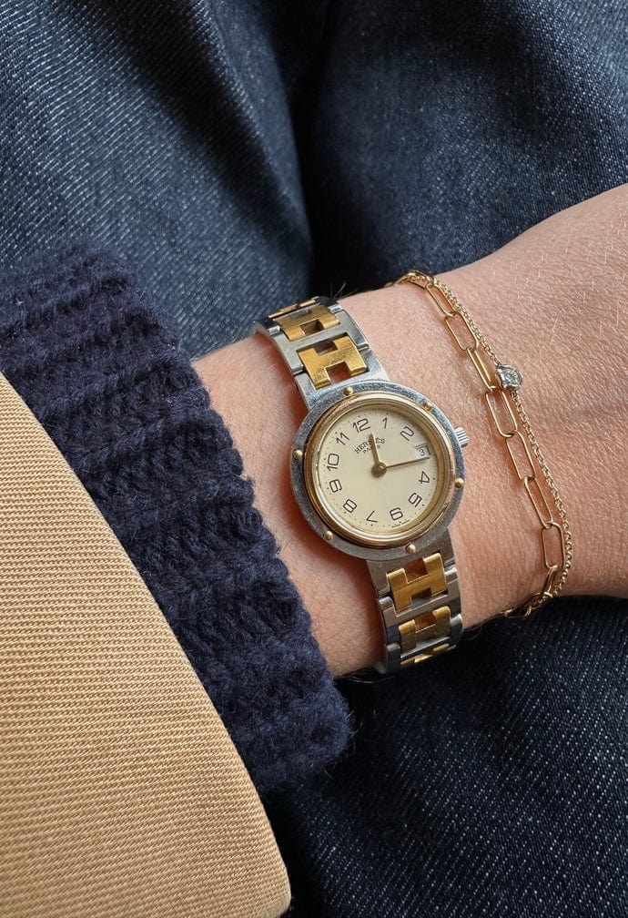 Vintage Hermès Clipper Gold and Silver Plated Watch