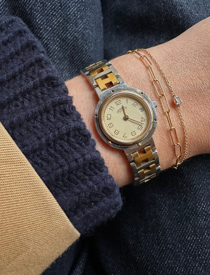 Vintage Hermès Clipper Gold and Silver Plated Watch