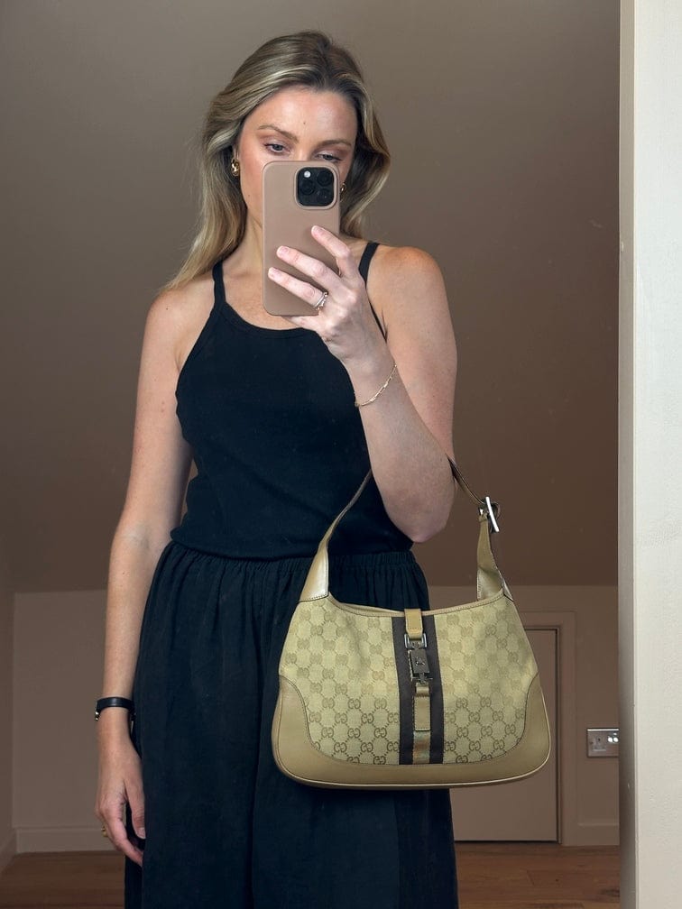 Vintage Gucci Jackie Bag - GG Beige Canvas