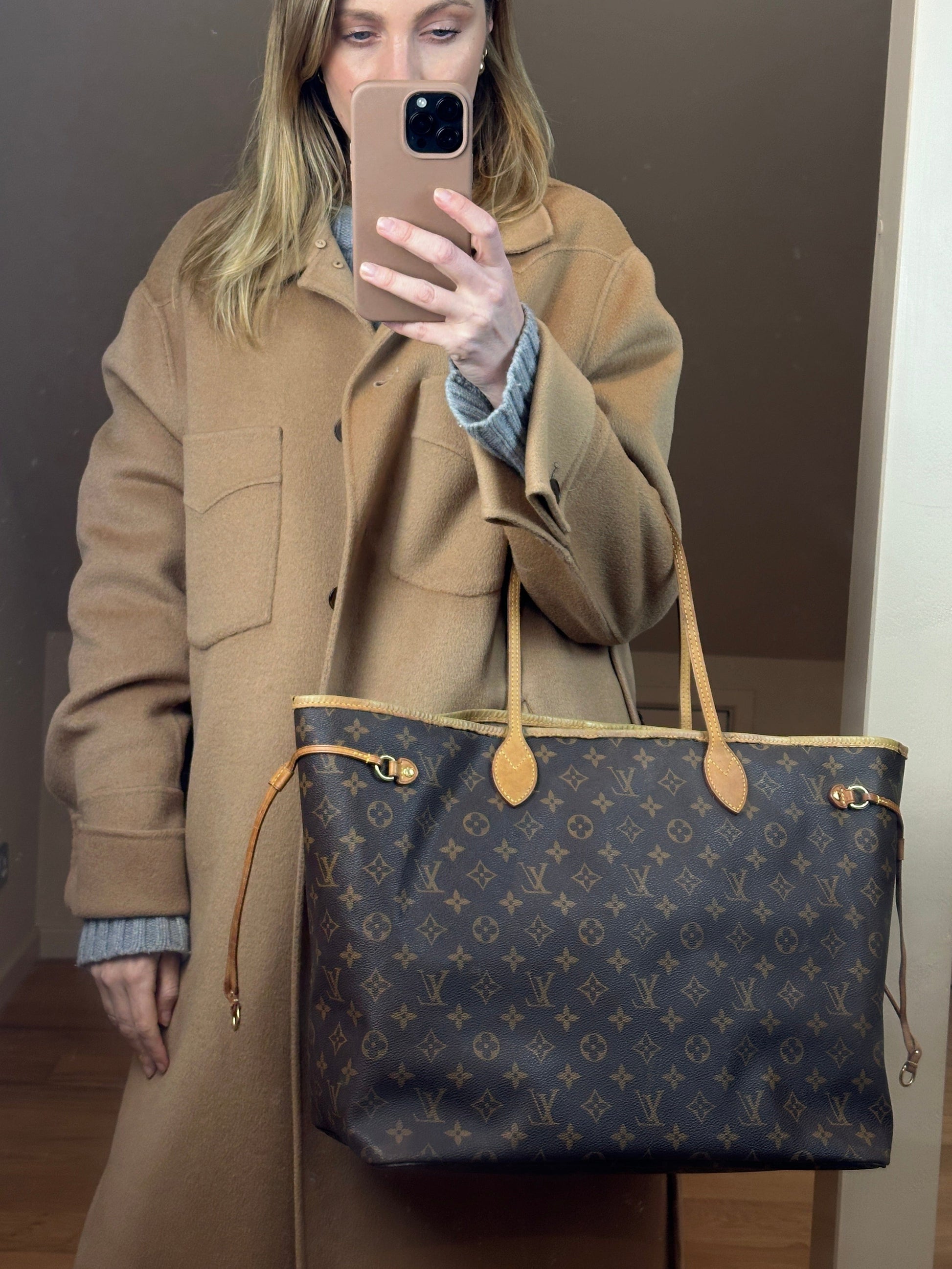 Louis Vuitton Neverfull and Celine Triomphe Bag