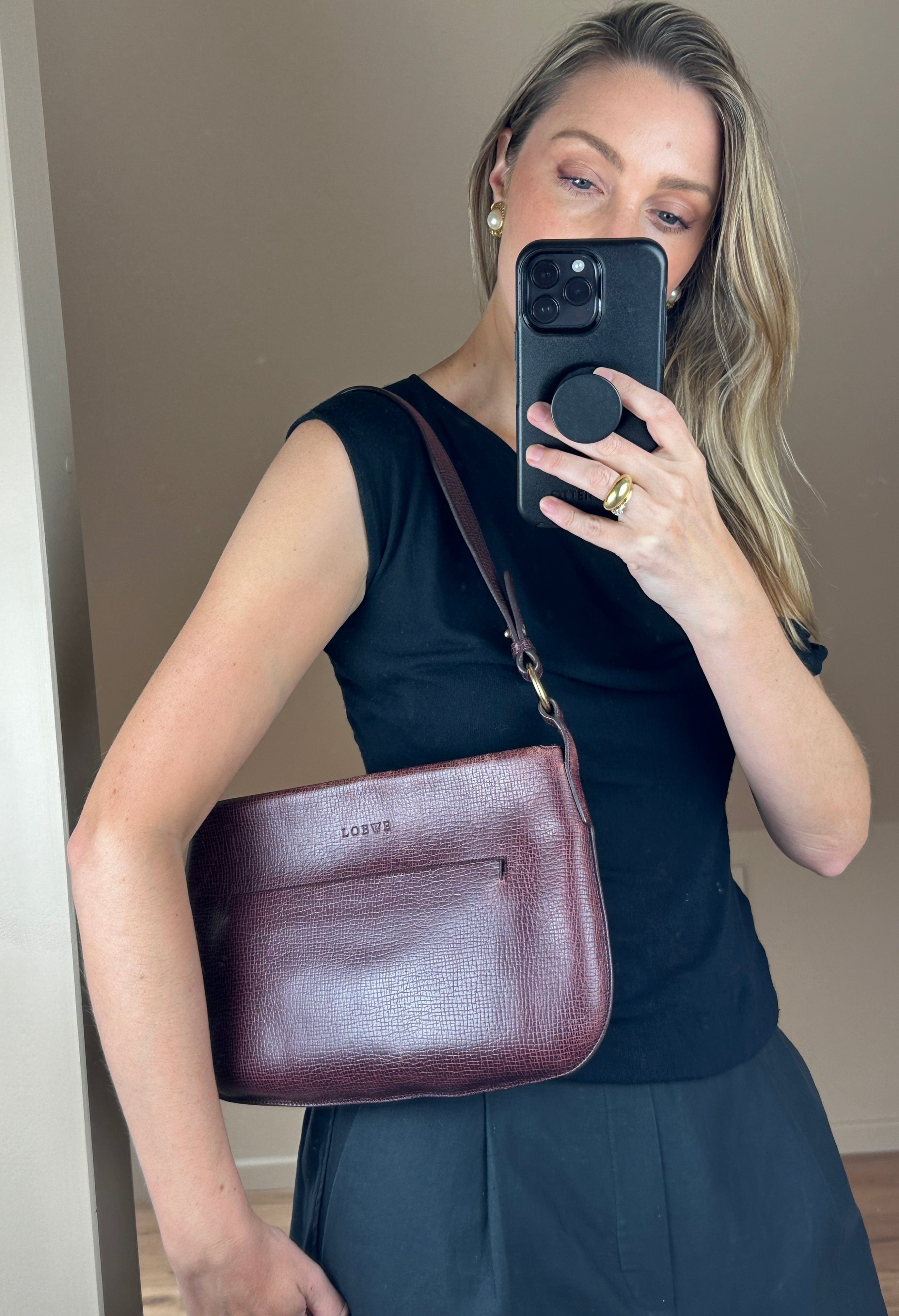 Vintage Loewe Shoulder Bag - Burgundy