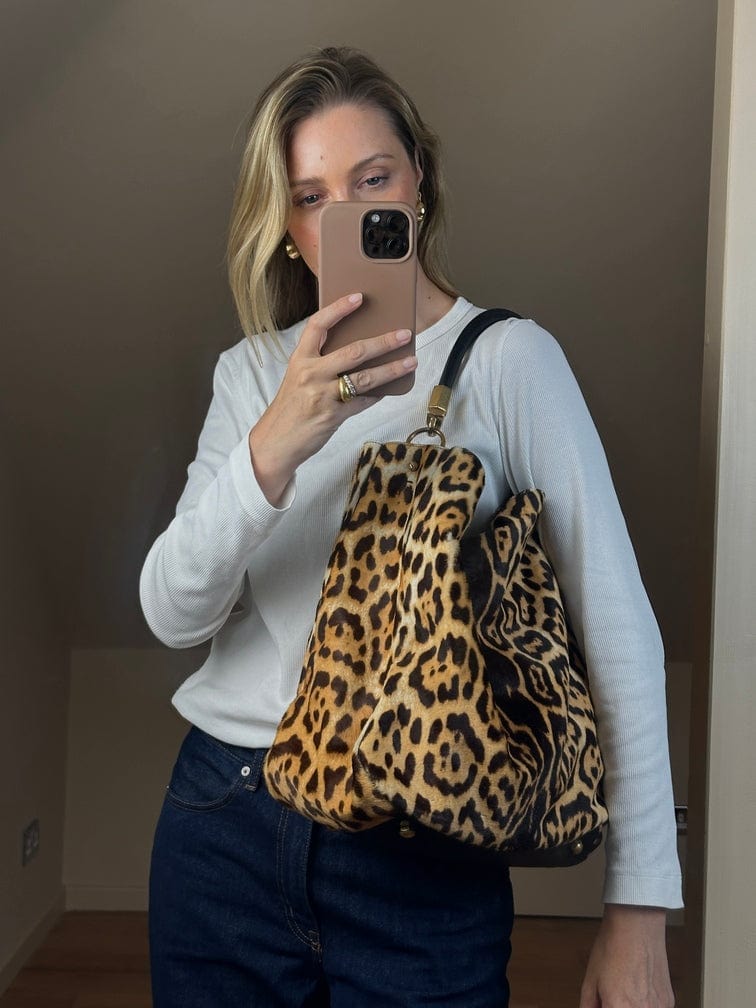 Vintage YSL Roady Leopard Print Calf Hair Bag