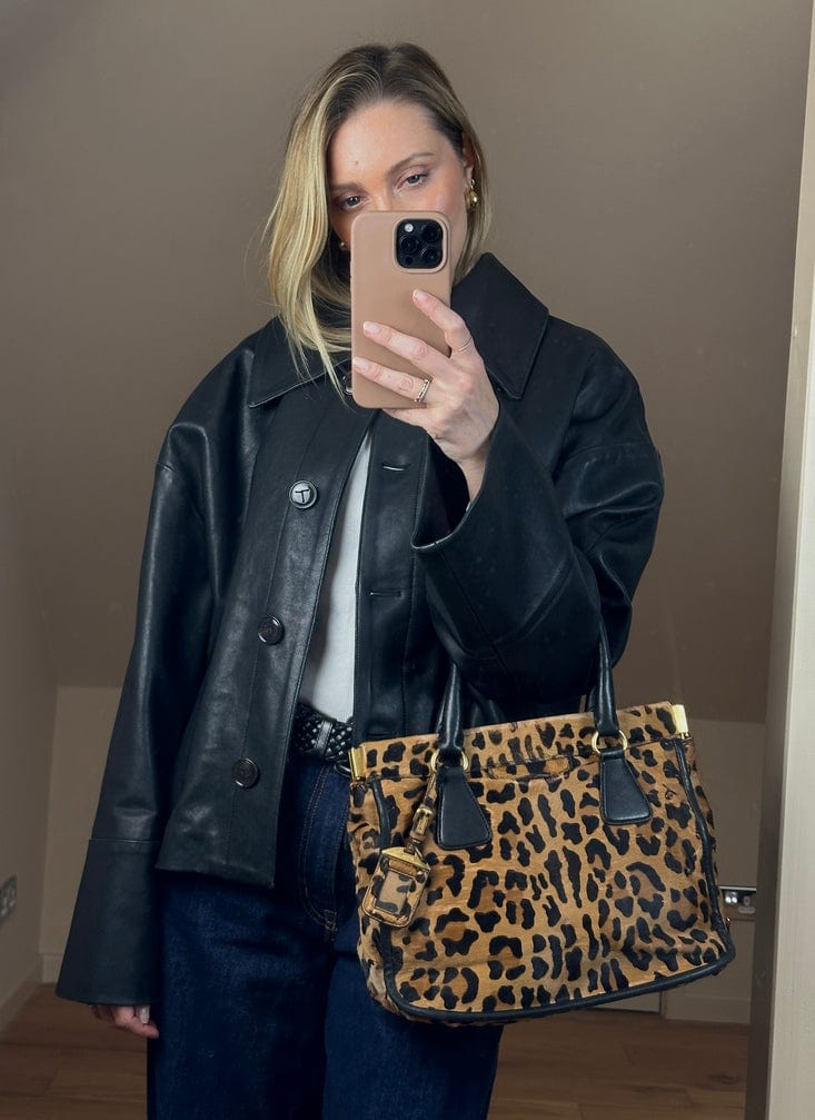 Vintage Prada Leopard Printed Calf Hair Bag