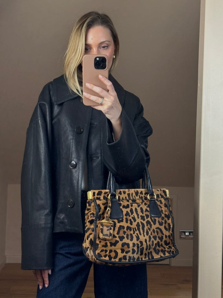 Vintage Prada Leopard Printed Calf Hair Bag