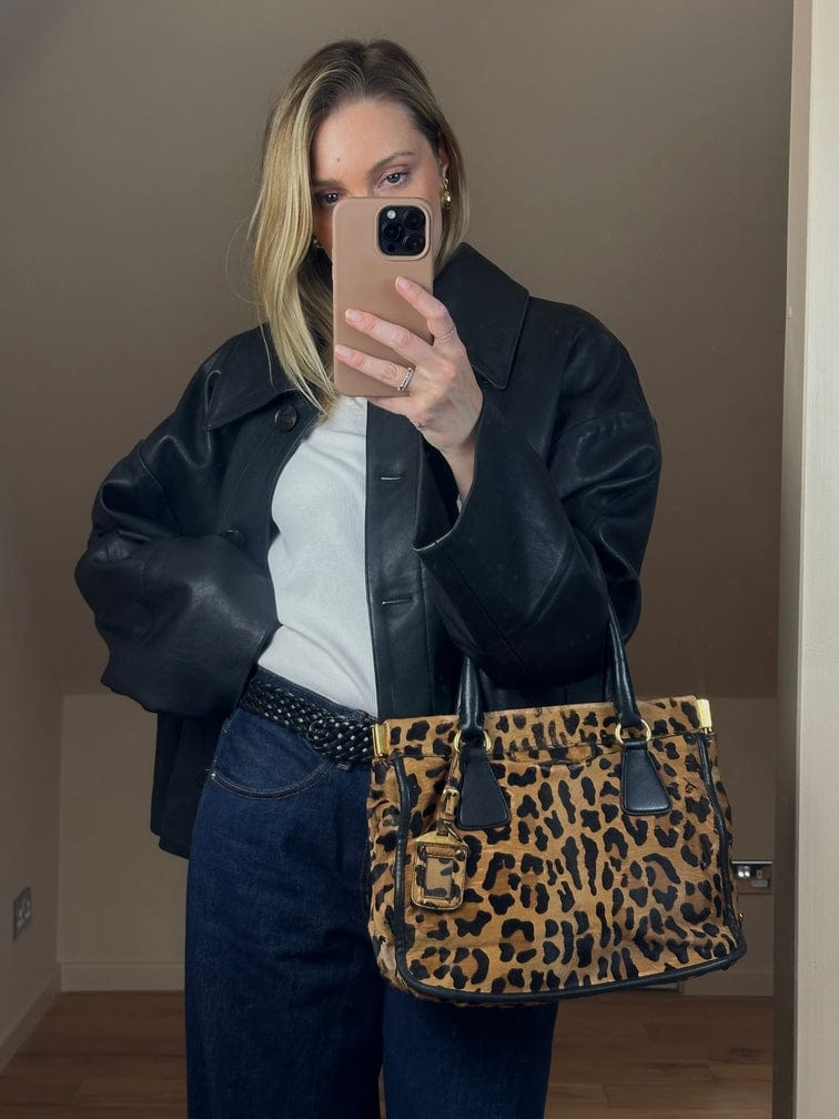 Vintage Prada Leopard Printed Calf Hair Bag