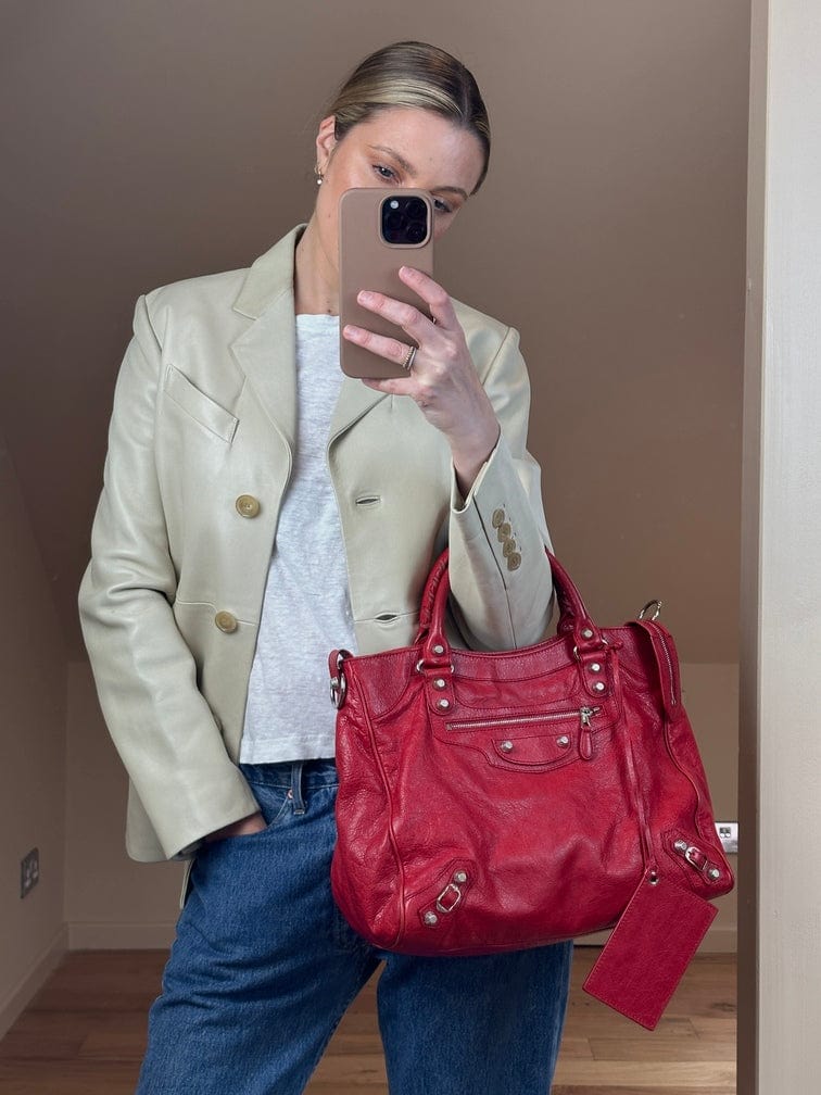 Balenciaga Red Leather City Bag