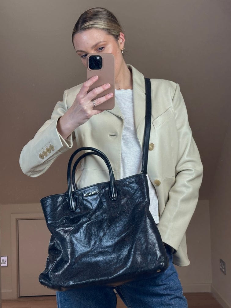 Vintage Balenciaga Black Leather Velo City Bag