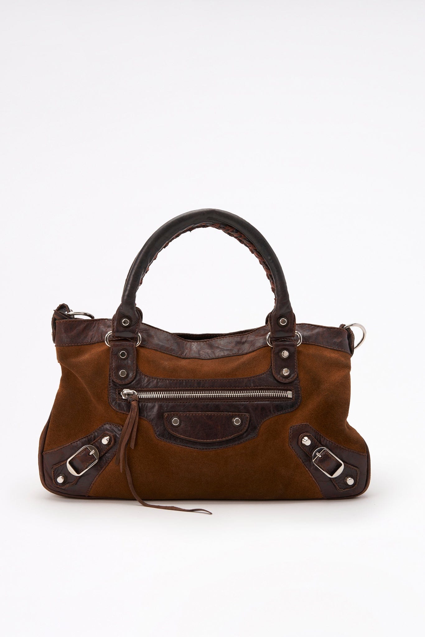 Balenciaga Brown Suede and Brown Leather First City Bag