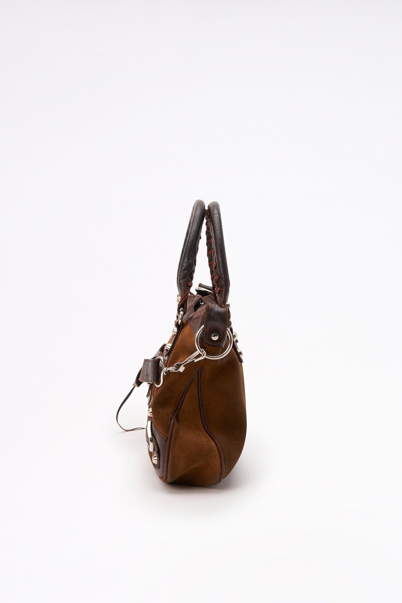 Balenciaga Brown Suede and Brown Leather First City Bag