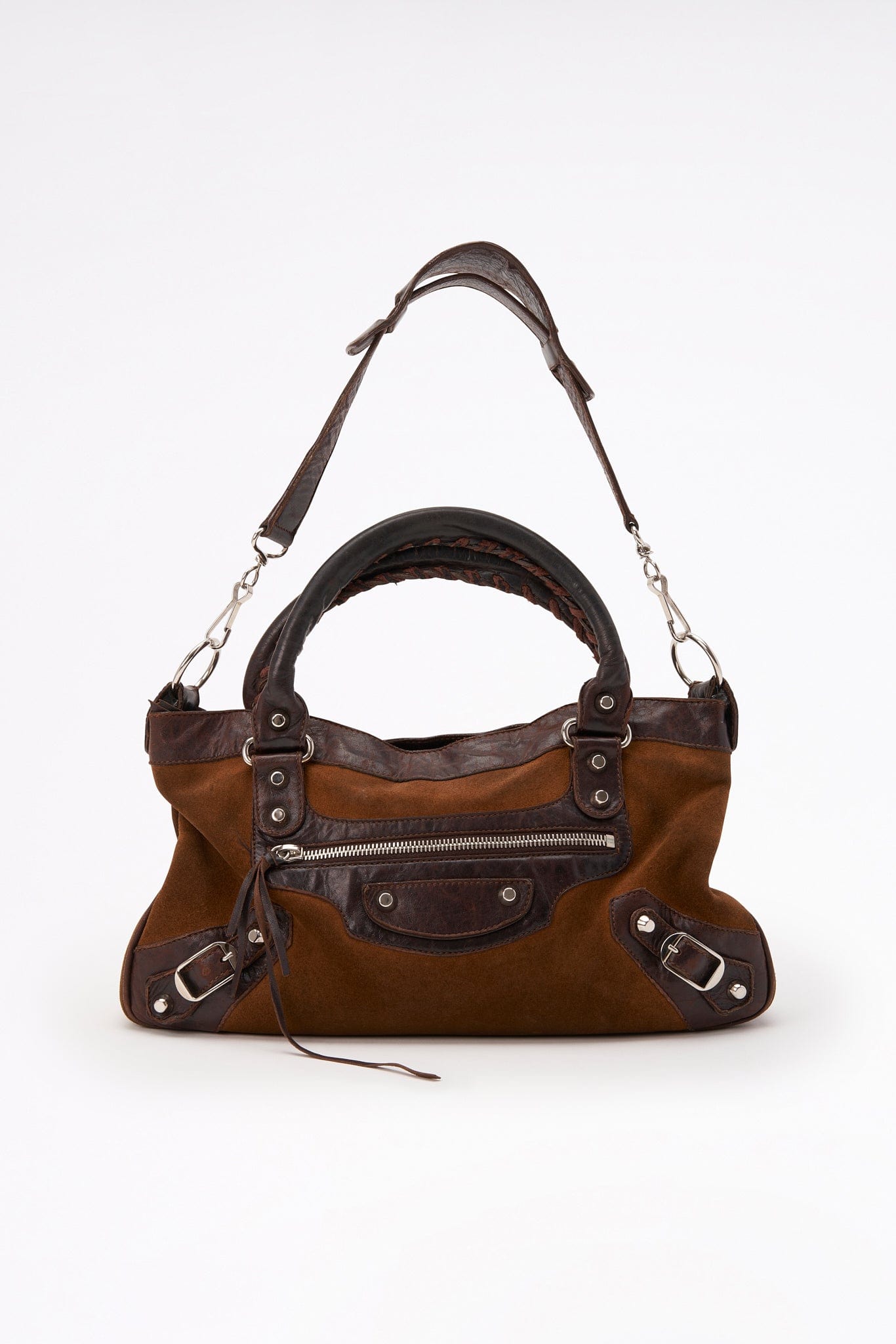 Balenciaga Brown Suede and Brown Leather First City Bag