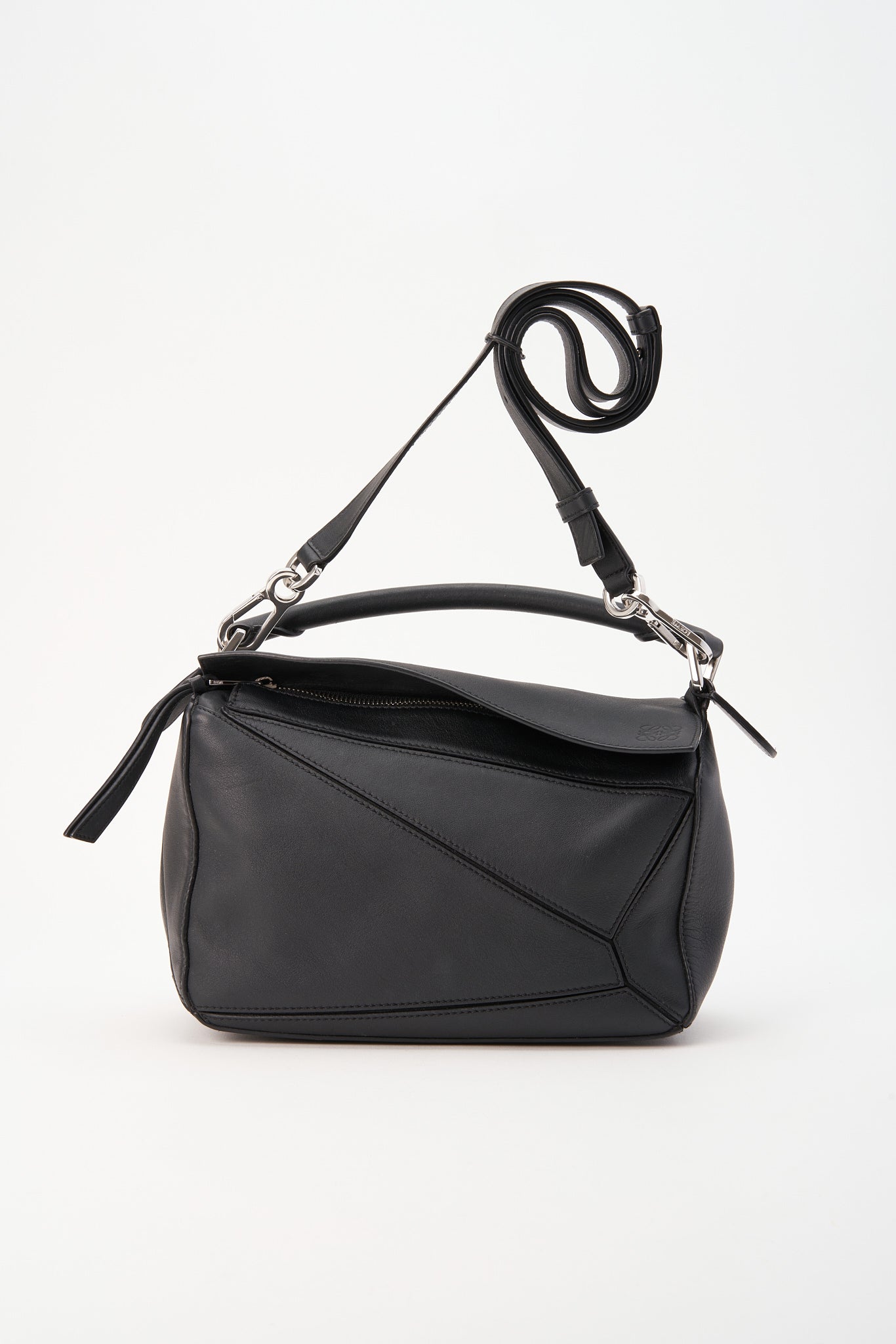 Loewe Small Black Leather Puzzle Bag