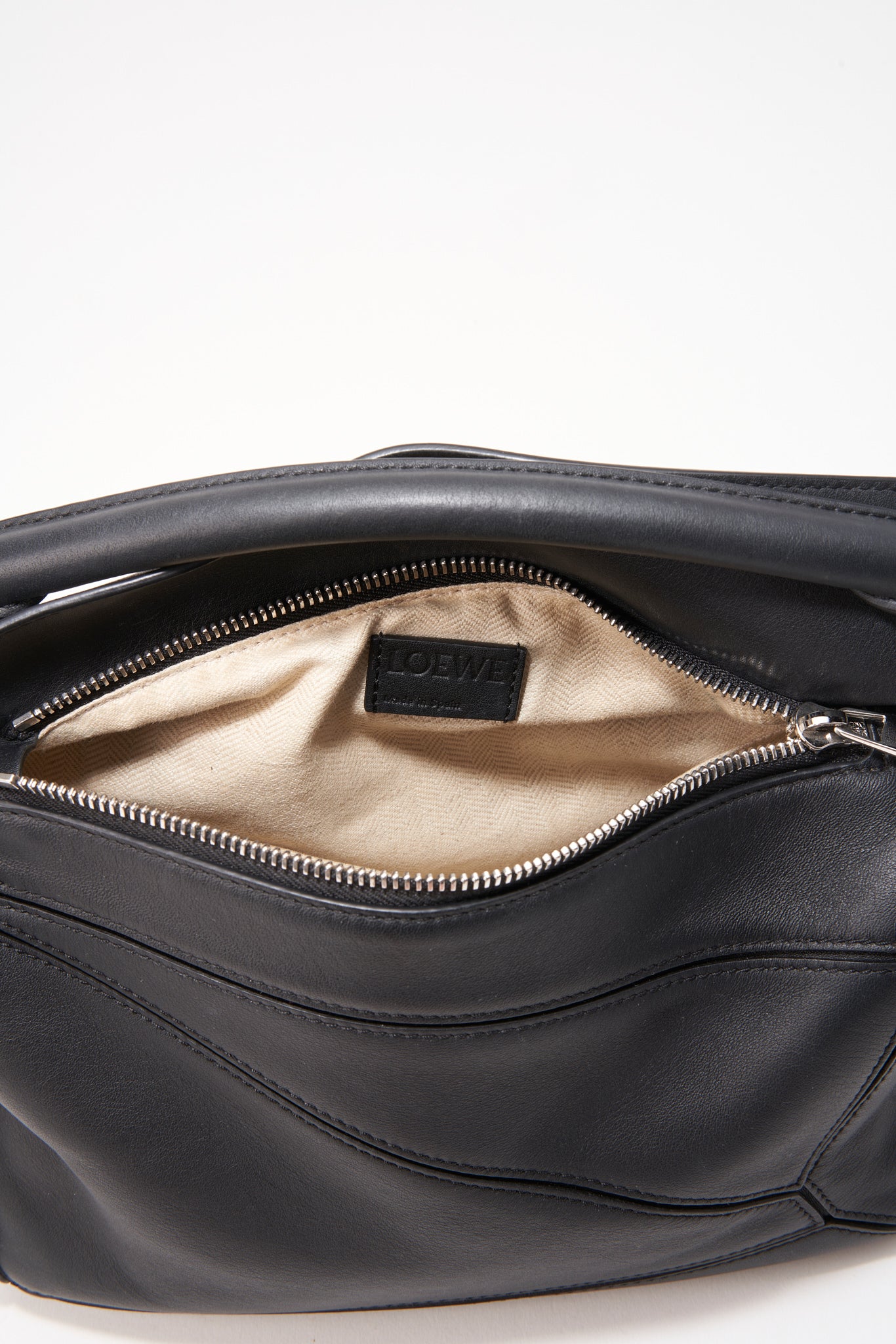 Loewe Small Black Leather Puzzle Bag