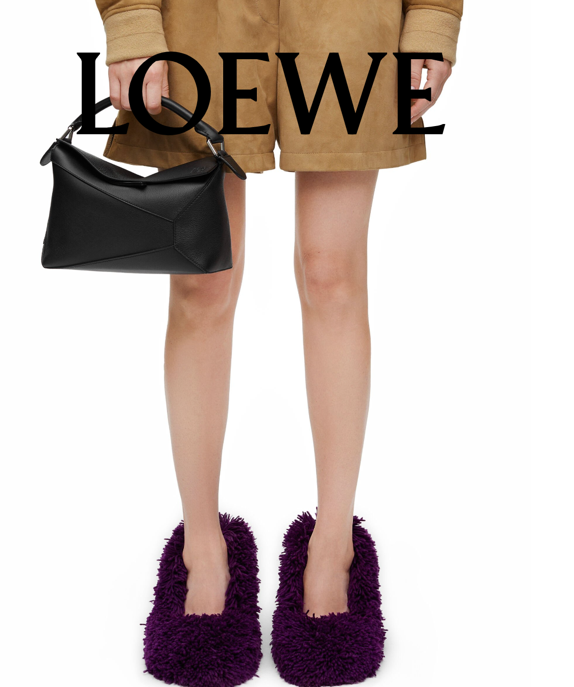 Loewe Small Black Leather Puzzle Bag