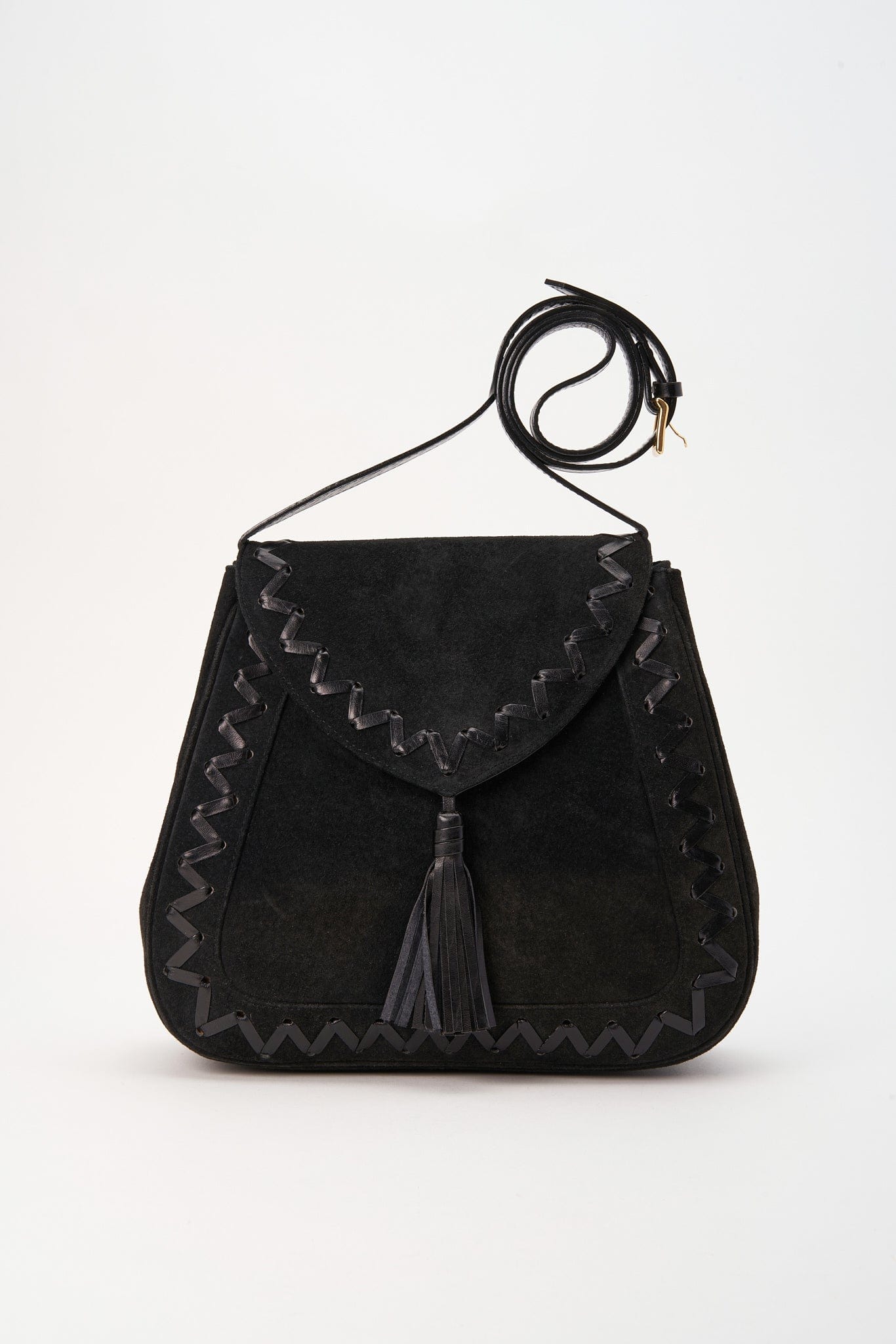 Vintage YSL Black Leather Suede Crossbody Bag