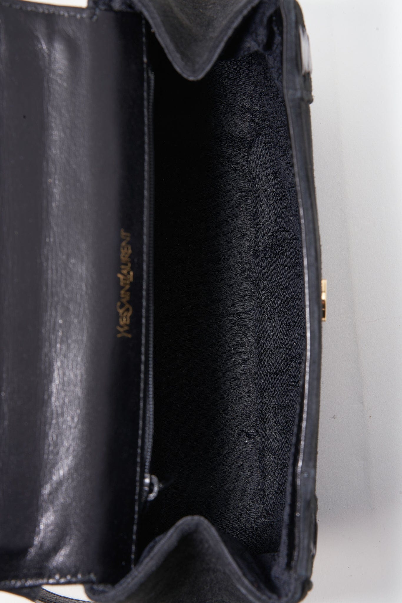 Vintage YSL Black Leather Suede Crossbody Bag