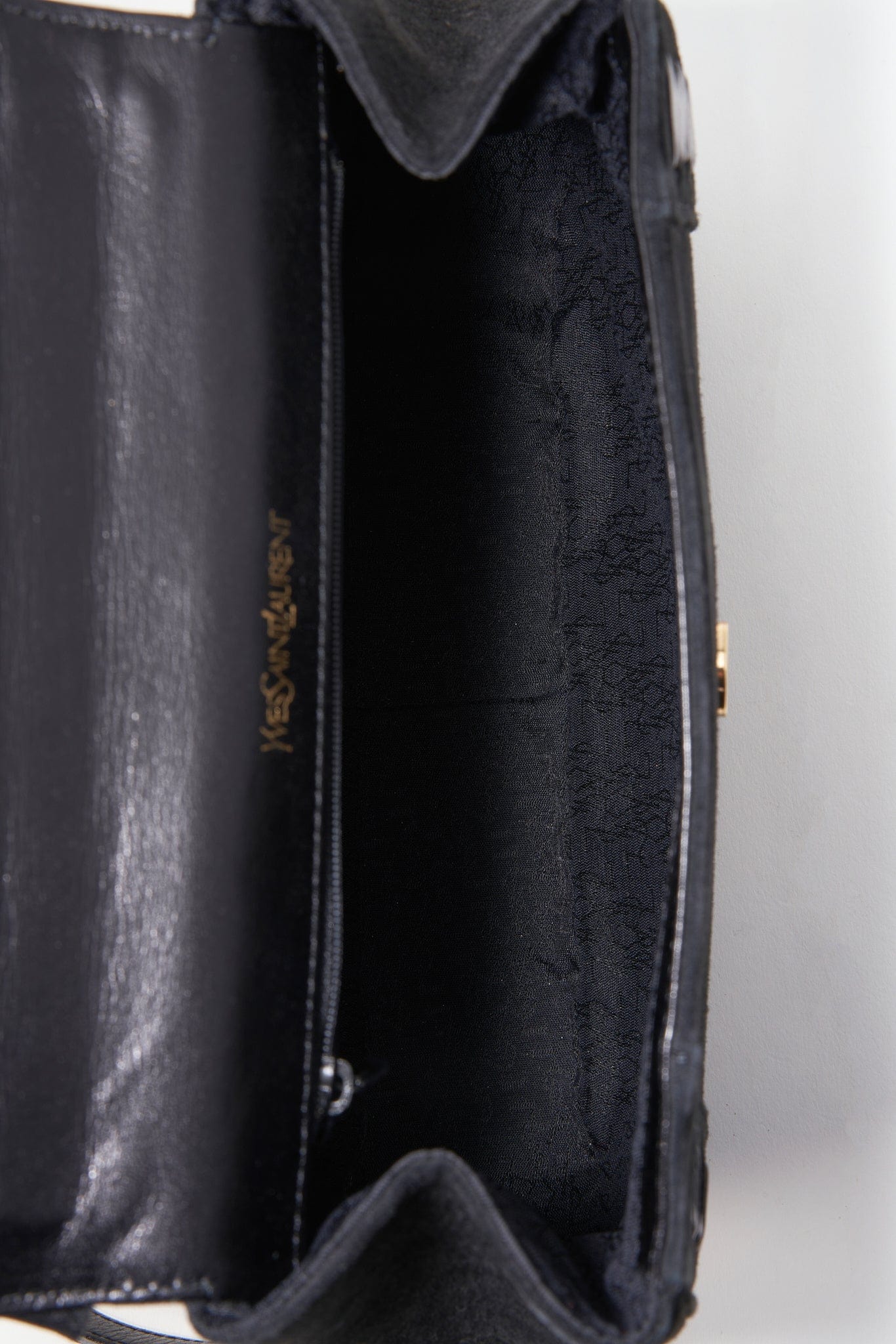 Vintage YSL Black Leather Suede Crossbody Bag