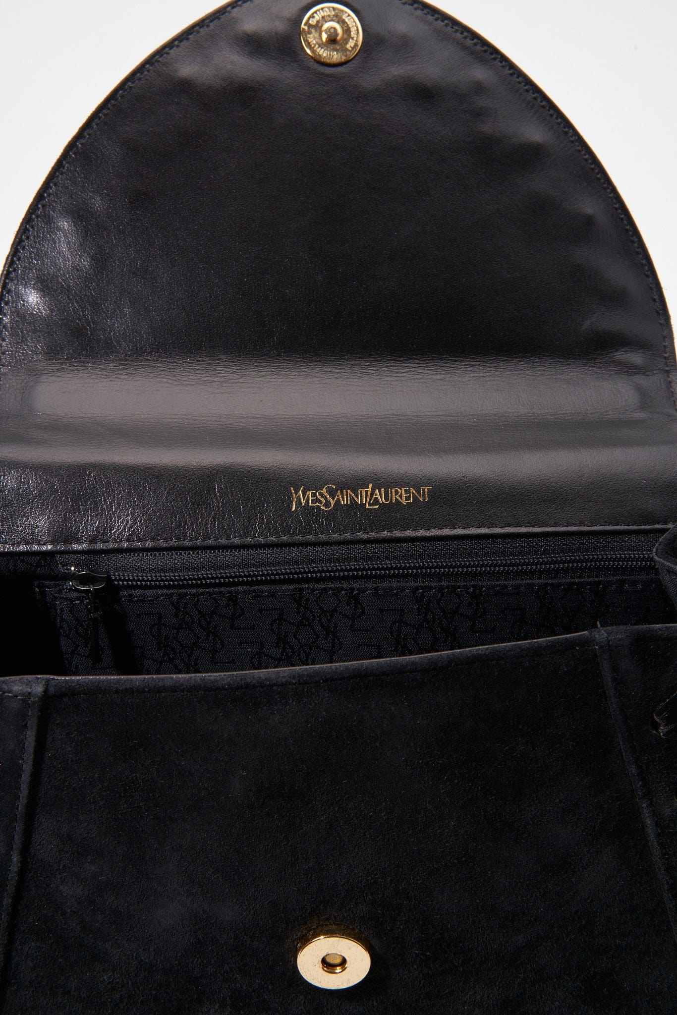 Vintage YSL Black Leather Suede Crossbody Bag