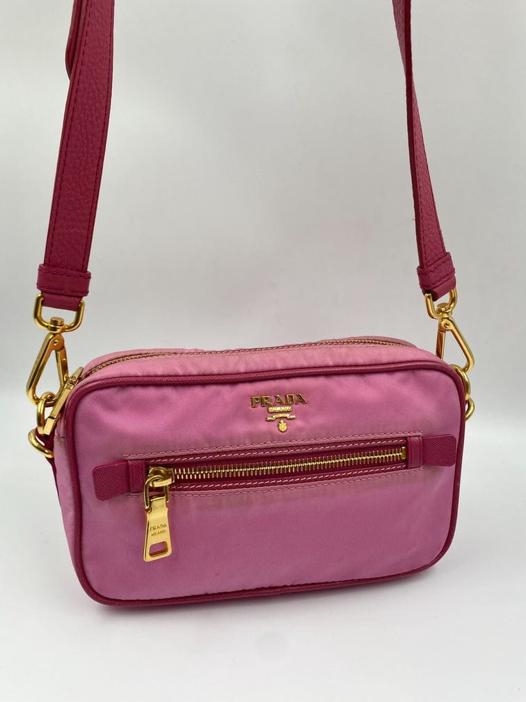 PRADA Mini Saffiano Leather Chain Crossbody Bag Pink- Hot Deals