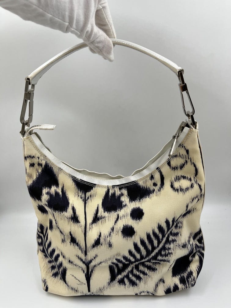 Vintage Gucci Shoulder Bag with Navy & White Flower Pattern – The