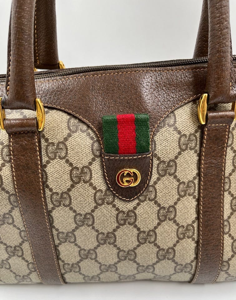 Gucci - Authenticated Boston Handbag - Leather Brown for Women, Very Good Condition