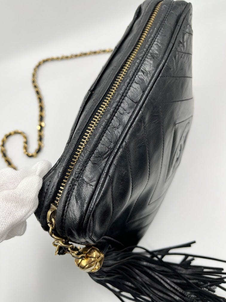 Chanel Vintage Tan Lambskin Chevron Shoulder Bag Entrupy Authenti