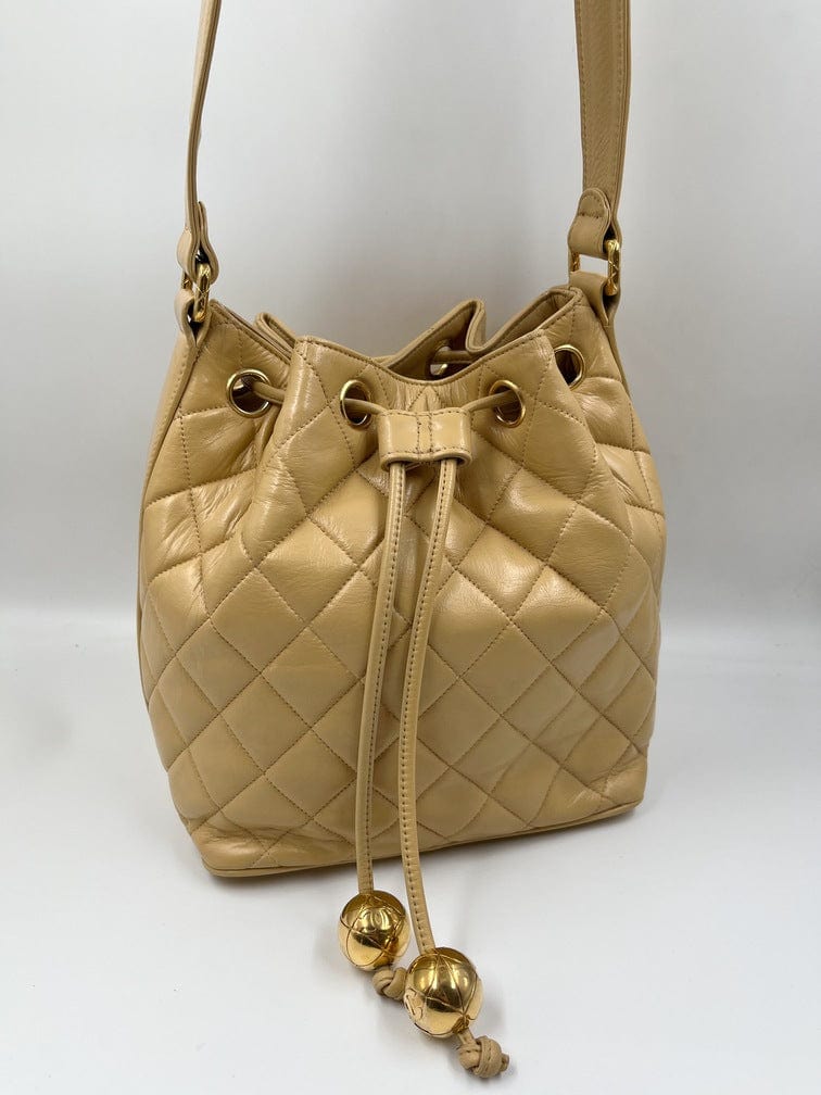 Vintage Chanel Mini Drawstring Quilted Bucket Bag