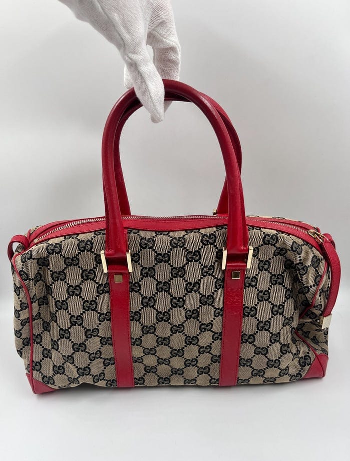 Gucci Pink/Beige GG Canvas and Leather Small Vintage Open Tote