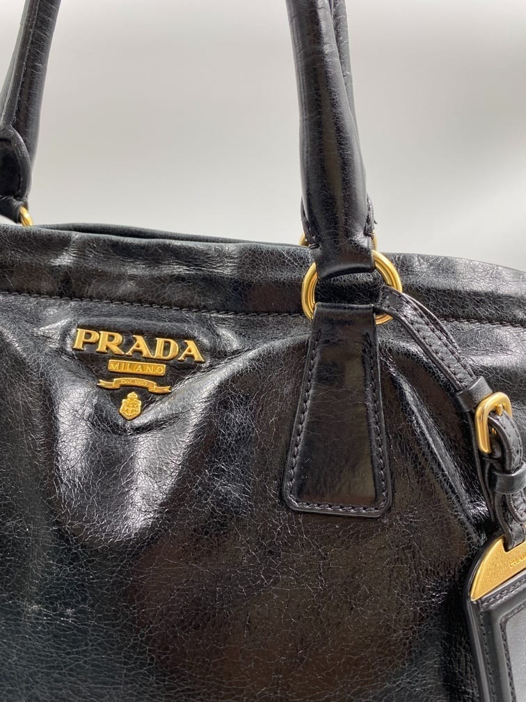 Prada Beige Vitello Shine Leather Tote Prada