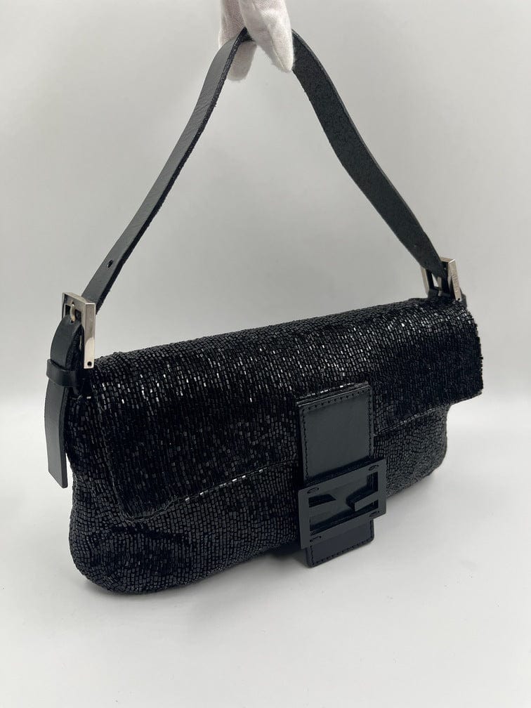 Fendi Black Sequin Baguette Bag