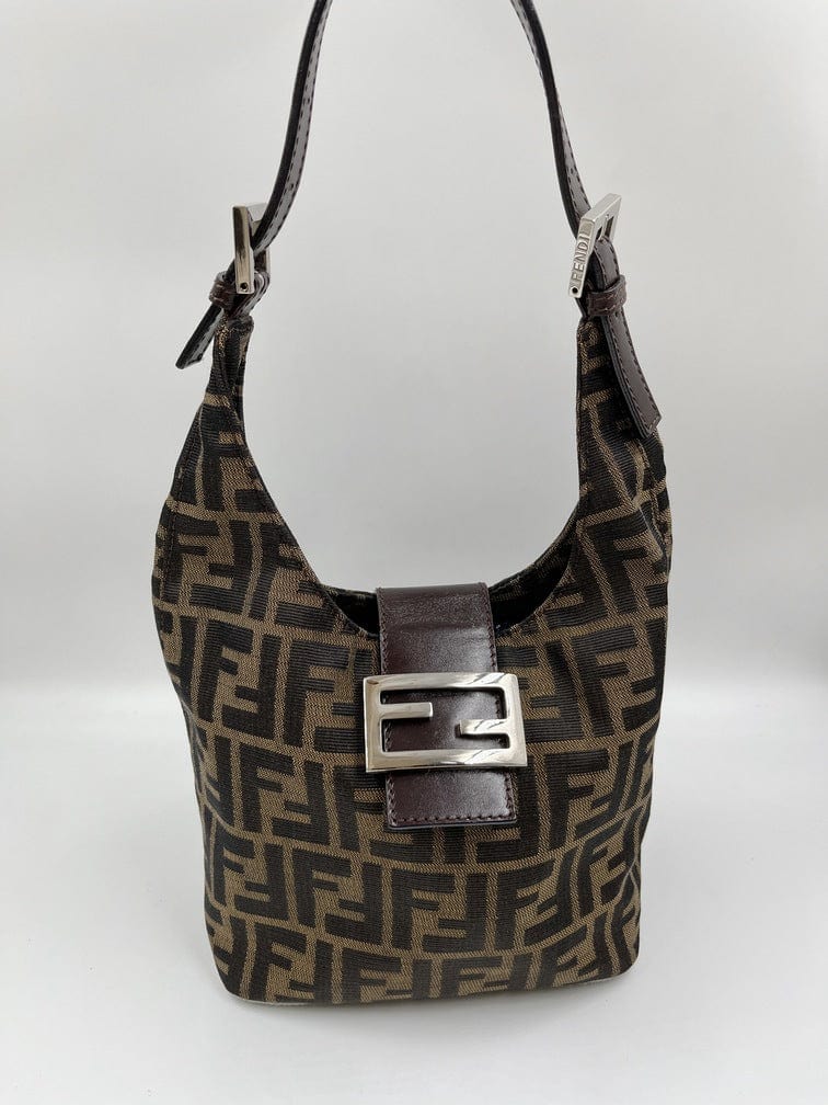 Fendi Vintage Zip Zucca Canvas Hobo Bag