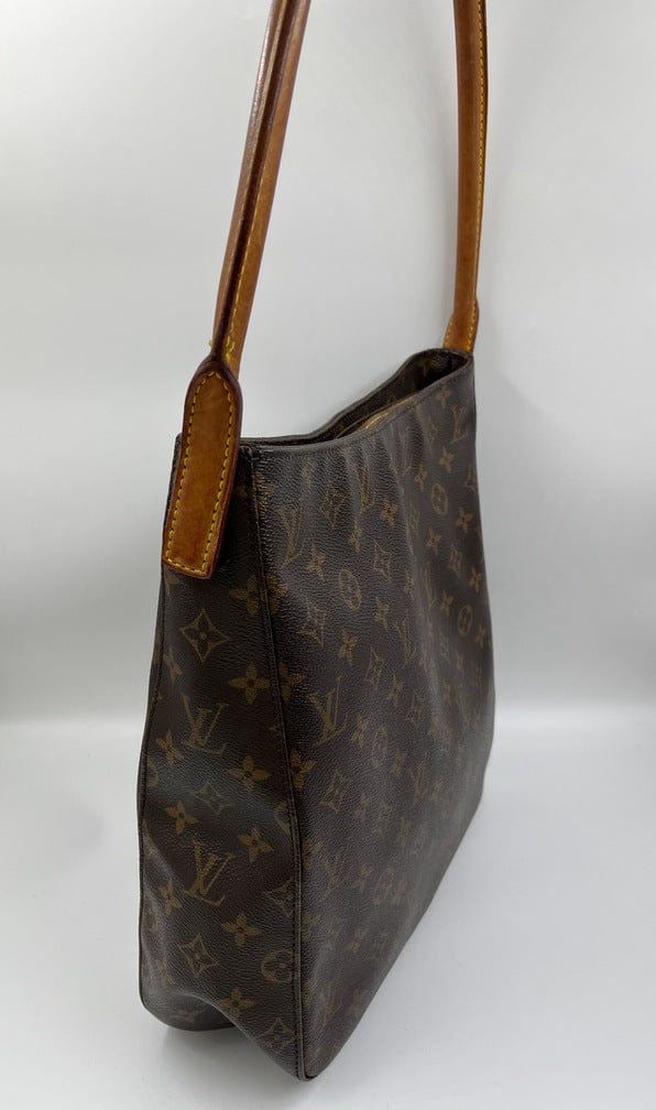 Louis Vuitton Looping GM Beige Dark brown Leather Cloth ref.92291 - Joli  Closet