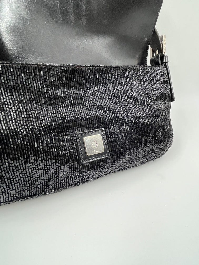 Fendi Black Sequin Baguette Bag. Very Good Condition. 10 Width x, Lot  #58322