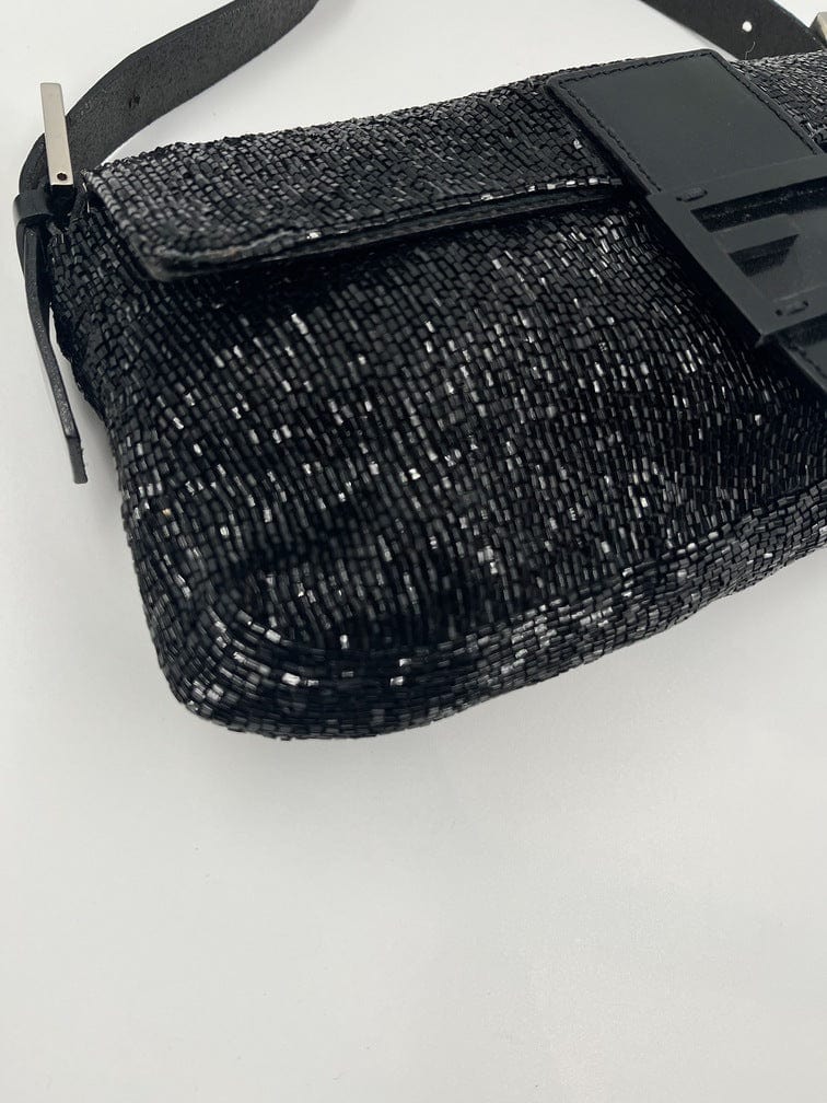 Fendi Black Sequin Baguette Bag. Very Good Condition. 10 Width x, Lot  #58322