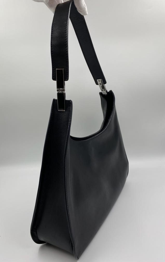 Vintage Gucci Black Signature Shoulder Bag Purse