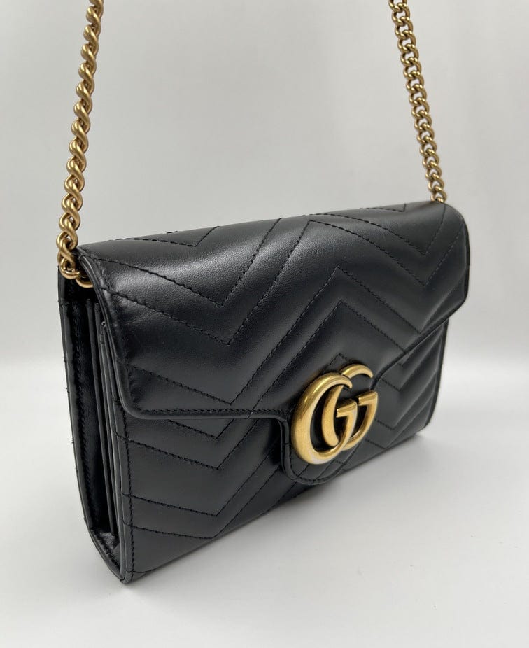 Gucci GG Marmont Matelasse Mini Top Handle Bag Black in Chevron