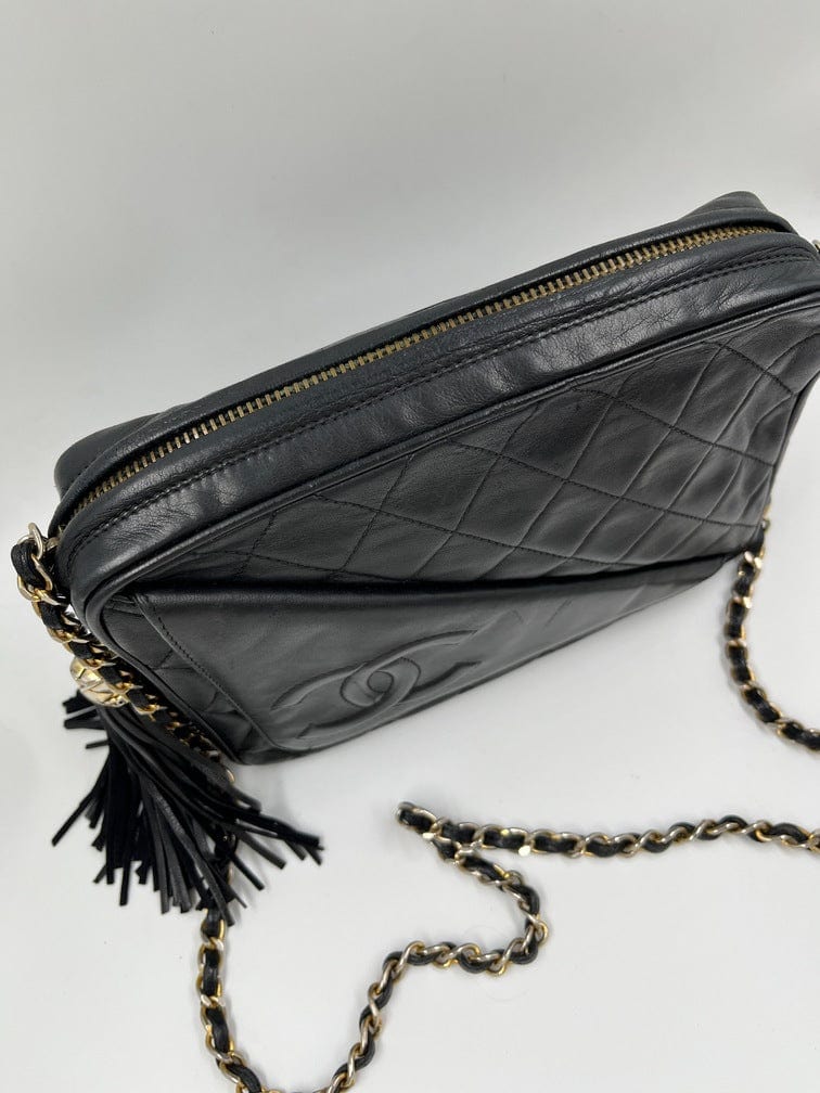Chanel Quilted Chevron All Black Camera Crossbody Bag – The Hosta