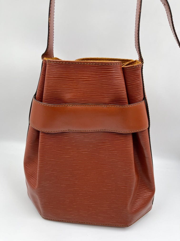 Rare Louis Vuitton LV Logo Black Epi Leather Boxy Bucket Handbag Shoulder  Bag