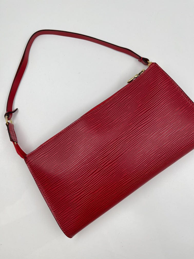 Louis Vuitton Red Epi Leather Pochette Accessoires ○ Labellov