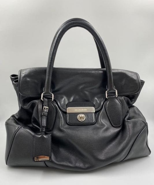 Pre-loved] Jil Sander Patent Leather Tote Bag - Burgundy