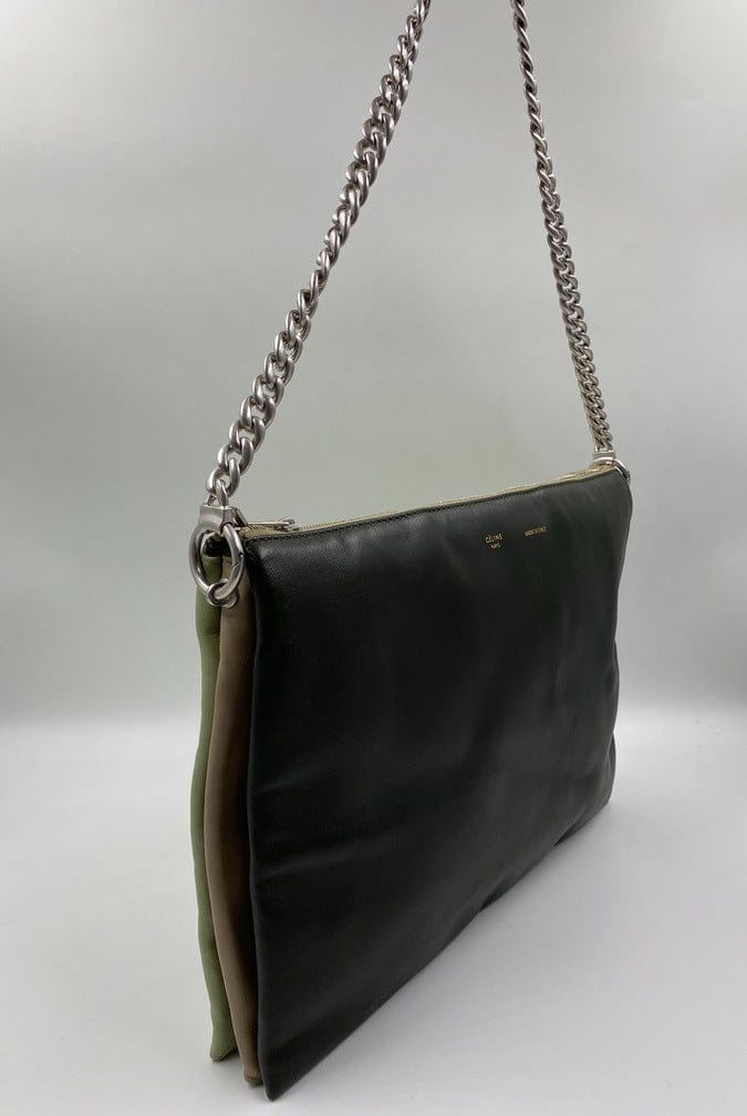 Celine Large Trio Shoulder Bag with Silver Chain - AWL2518