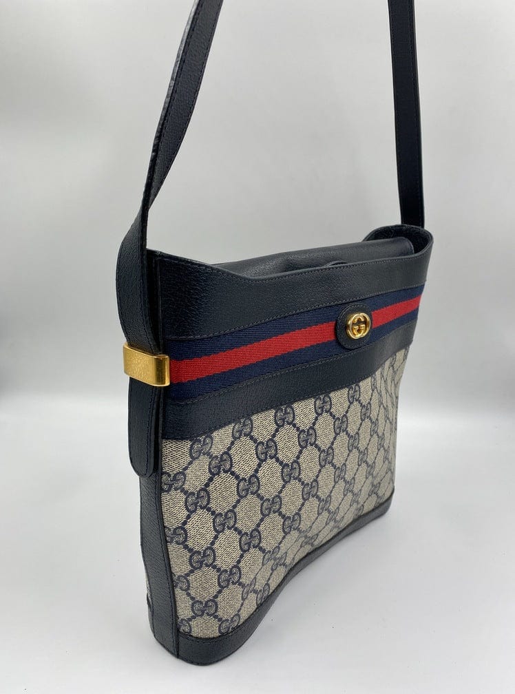 Vintage 00's Gucci Black Monogram Canvas Tote Bucket Shopping Bag