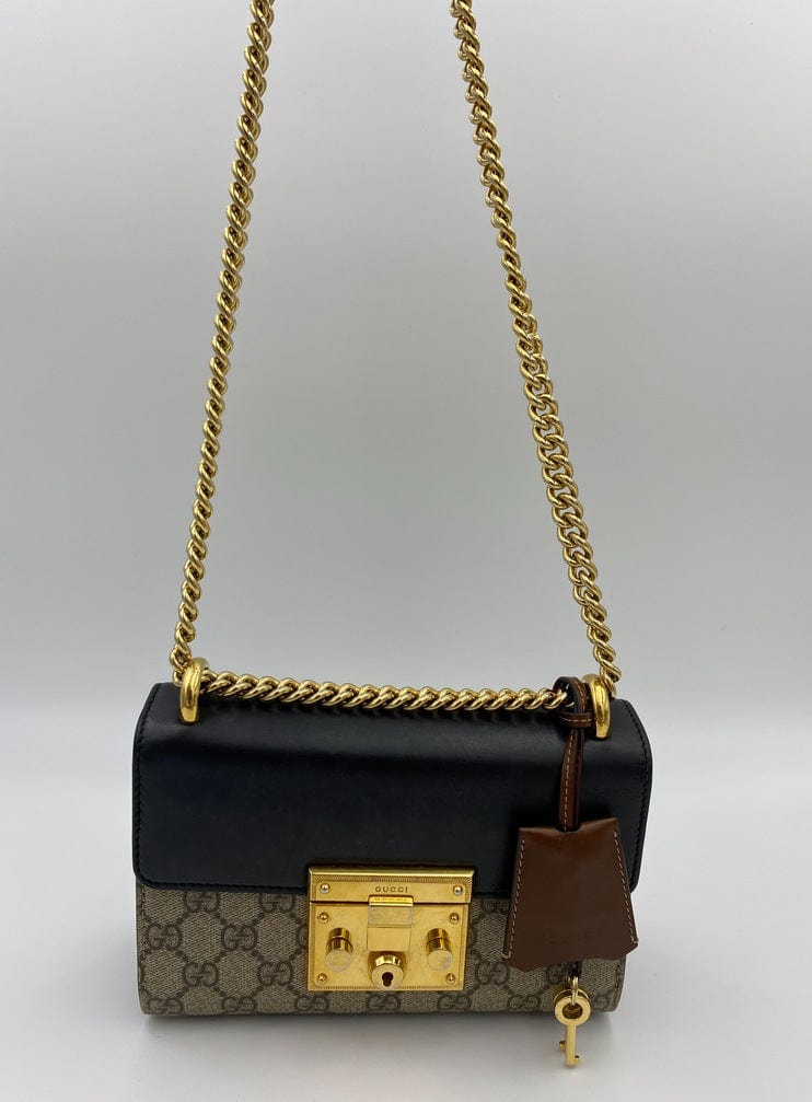 Gucci Vintage - Leather Small Padlock Shoulder Bag - Black